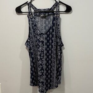 Elegant Navy Patterned Tank Top